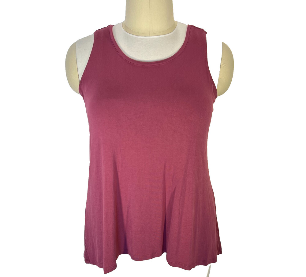 LOGO Layers Tunic Tank Top Womens 1X Dusty Rose Pink Flare Hem Scoop Neck